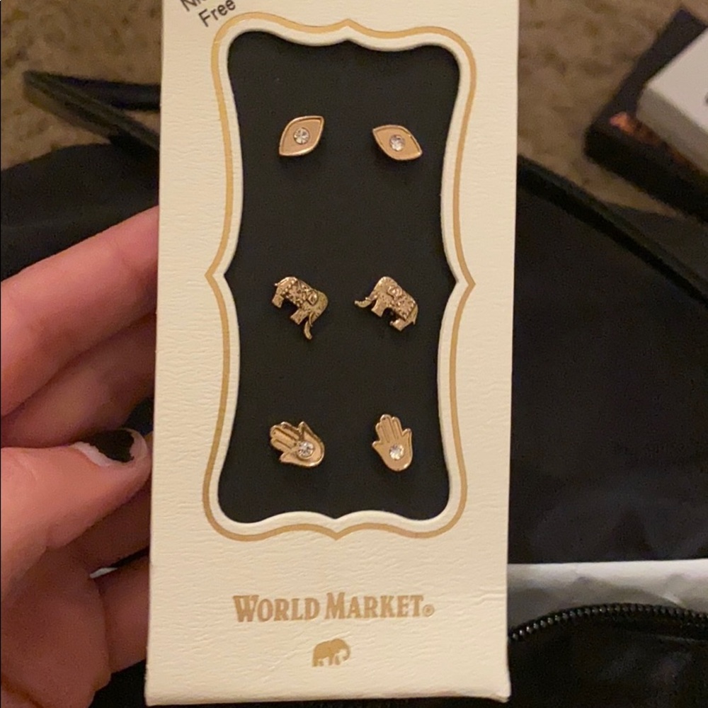 World market gold hippie earrings, 3 pack